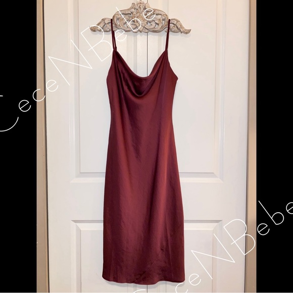 ❤️ ARITZIA Spiced Burgundy (Bordeaux Wine) - M - Only Cowl Slip - COWLNECK DRESS - Picture 7 of 16